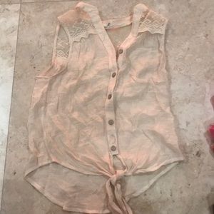 Tanish/cream tank with lace detailing